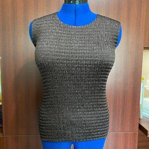 Dark brown, stretchy, textured top. Never worn.